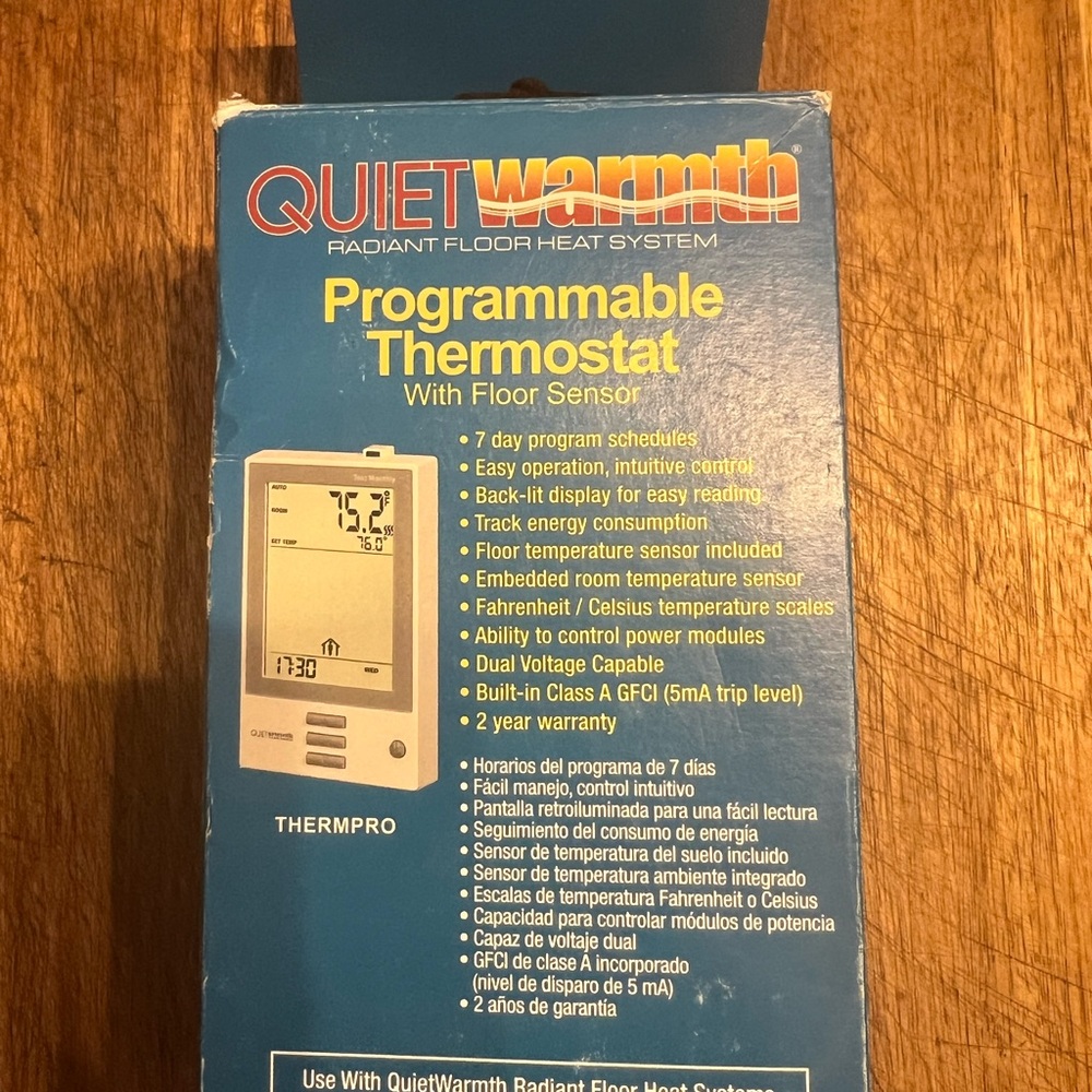 QuietWarmth Programmable Thermostat Floor Sensor Open Box